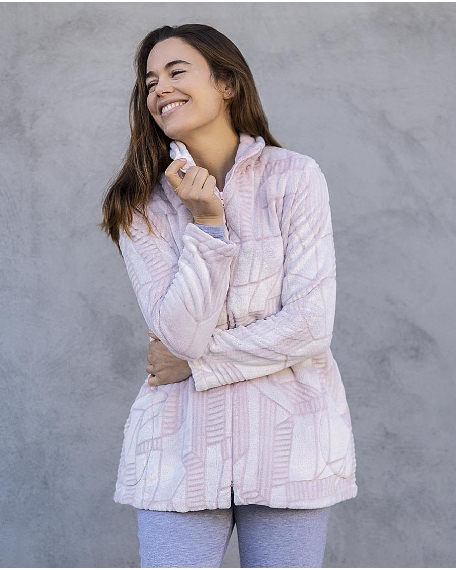 Veste d’intérieur zippée rose Moda Intima