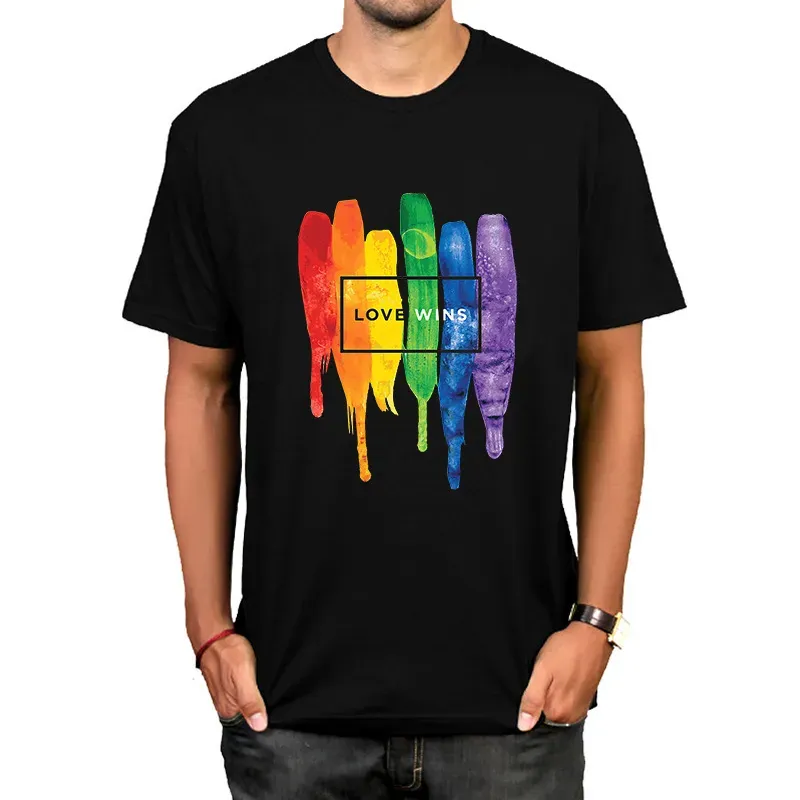 T-shirt homme lgbtqia peinture arc en ciel