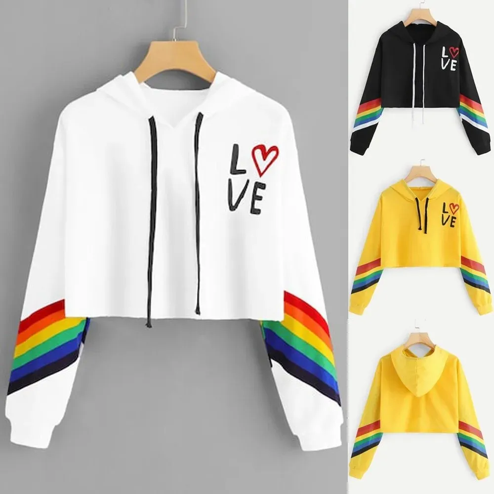 Sweat Crop Top Love Rainbow