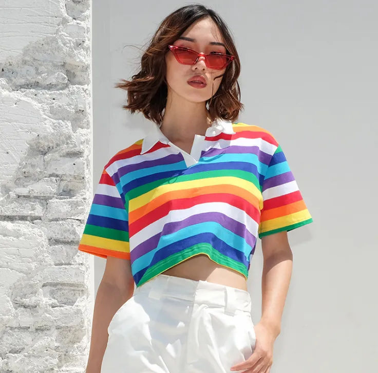 Crop Top Polo Arc-en-Ciel – Image 3