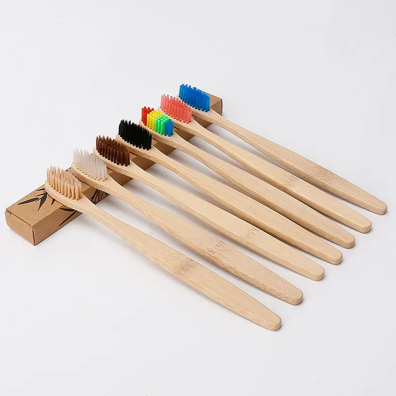 Brosse a dents en bambou naturel arc-en-ciel – Image 2