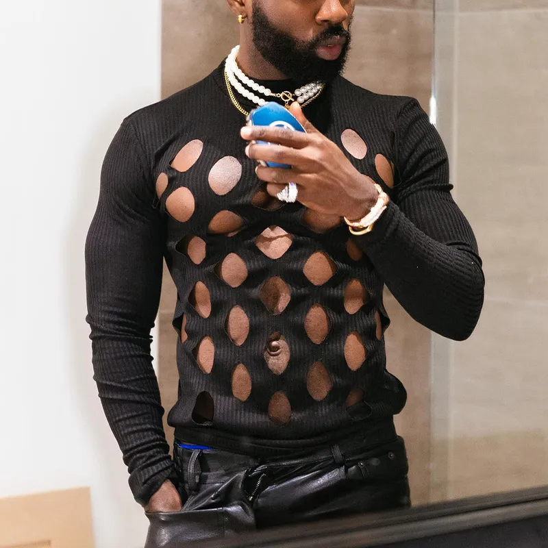 Haut Noir Fin Troué pour Homme – Confort et Style Moderne – Image 4