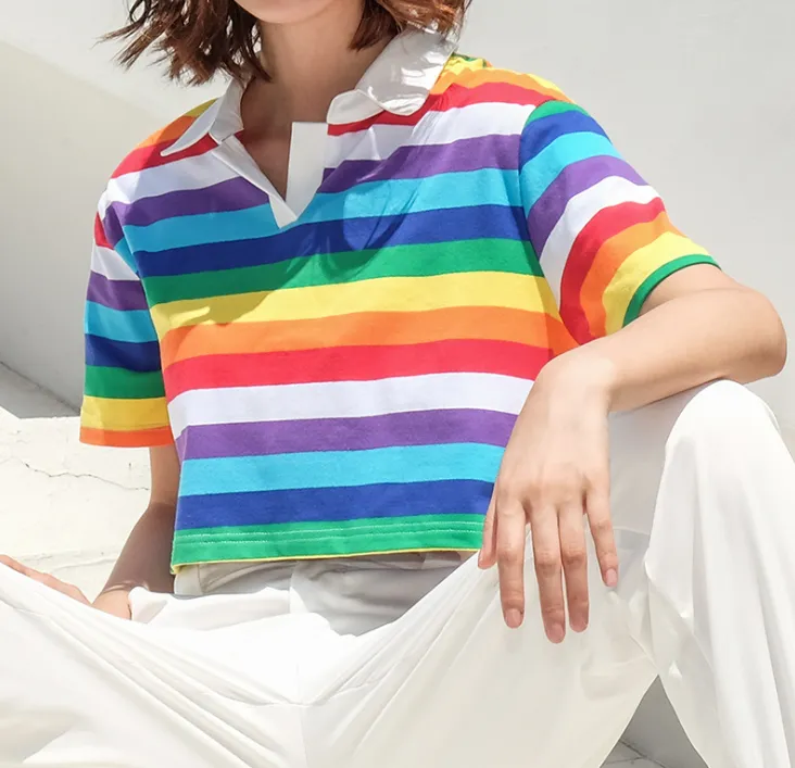Crop Top Polo Arc-en-Ciel – Image 4