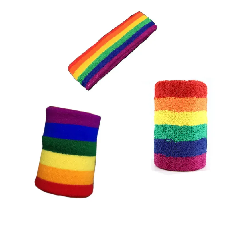Bracelets et bandeau de sport LGBT arc-en-ciel