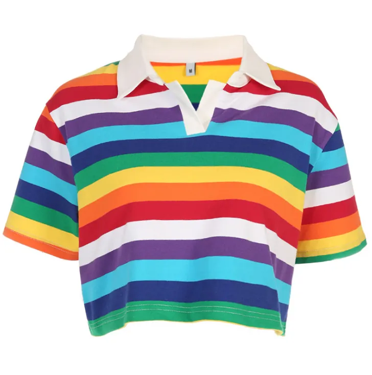 Crop Top Polo Arc-en-Ciel