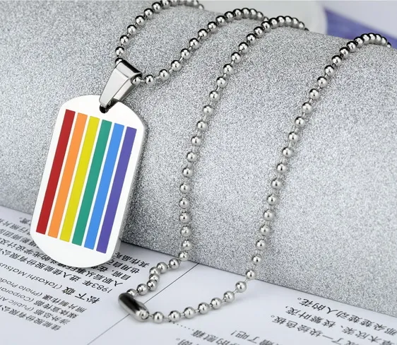Collier LGBT plaques à bandes arc en ciel – Image 2