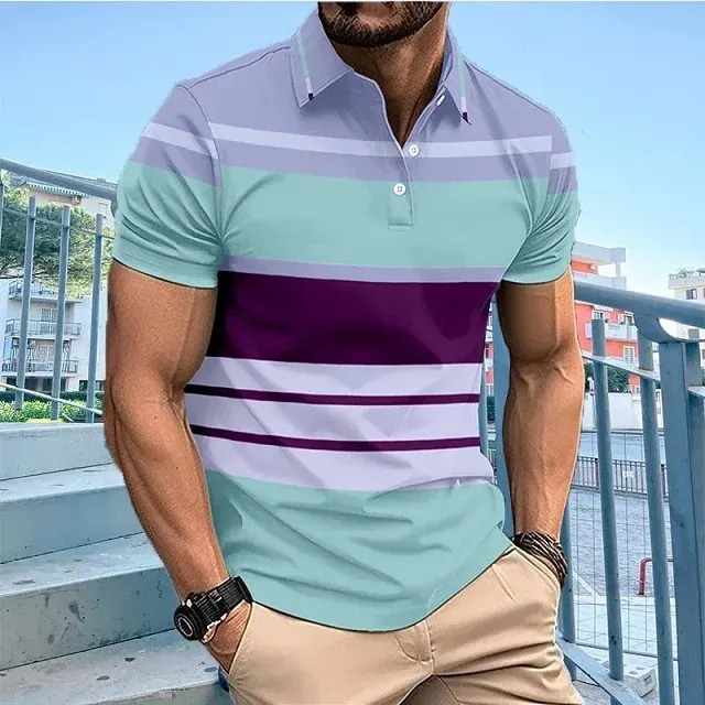 Polo rayé à manches courtes pour homme – Image 2