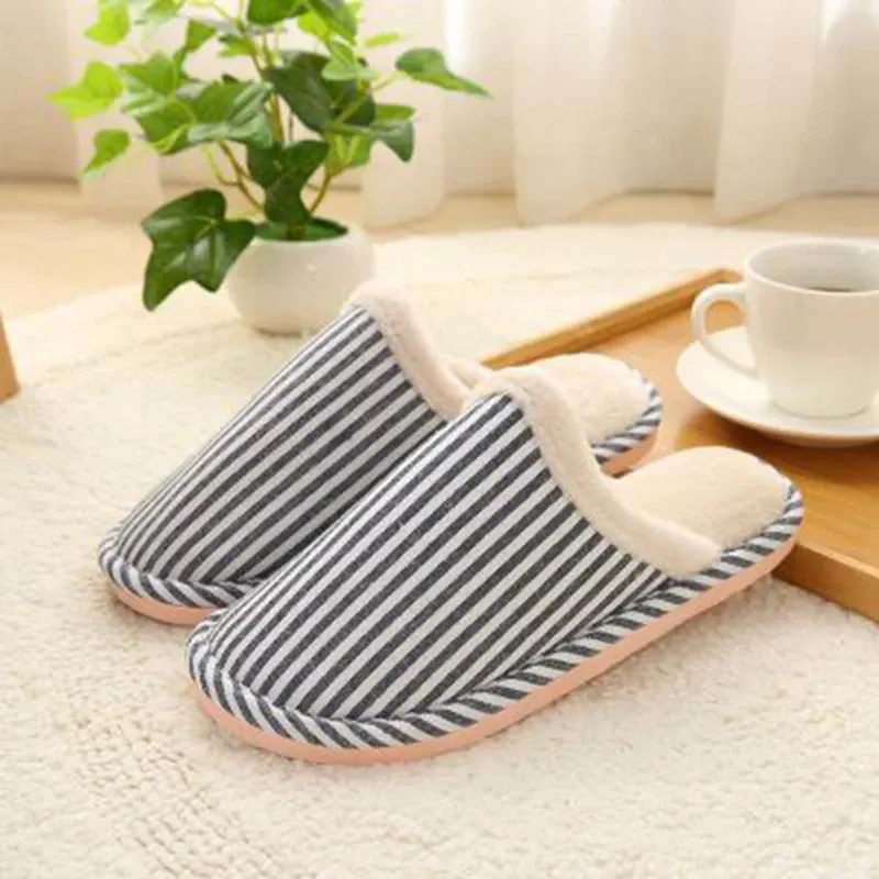 Chaussons Mule Rayés Polaire – Image 7