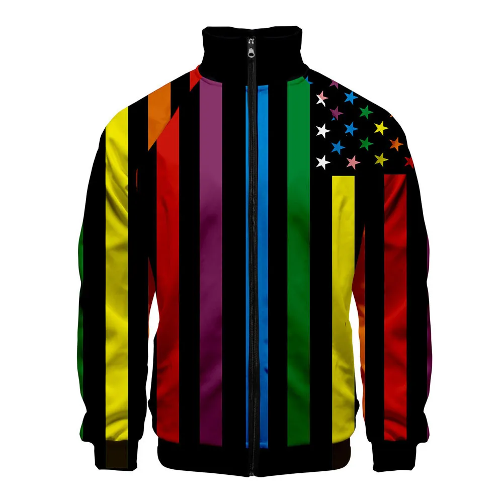 Sweat a zip drapeau multicolore, veste zip lgbtqia
