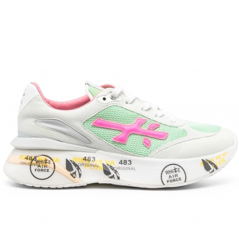 Baskets Moe Run D en mesh verte et logo fushia Premiata