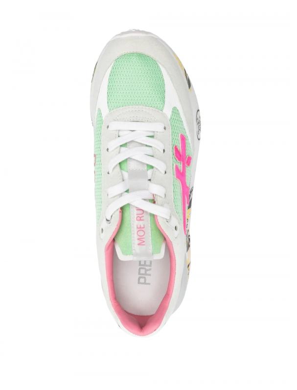 Baskets Moe Run D en mesh verte et logo fushia Premiata – Image 3