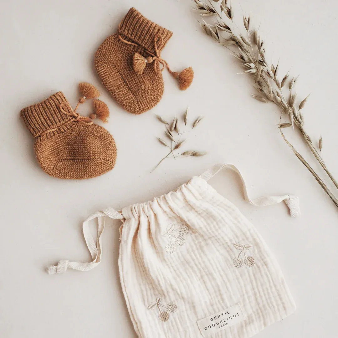Chaussons nouveau-né en laine | Noisette – Gentil coquelicot – Image 2