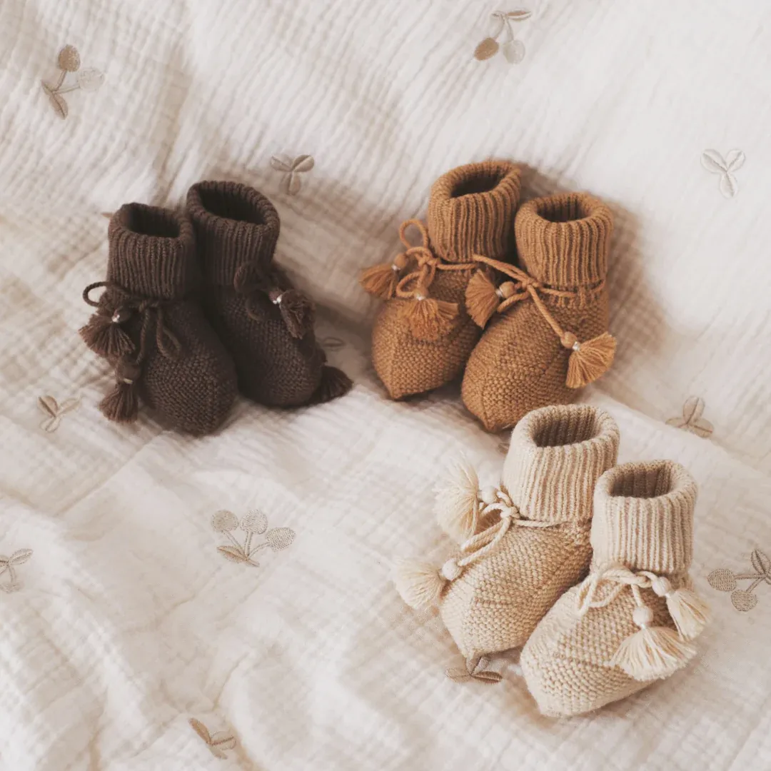 Chaussons nouveau-né en laine | Noisette – Gentil coquelicot – Image 3