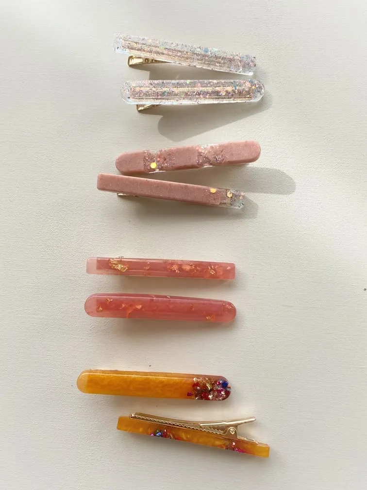 Set barrettes résine à paillettes | Minimal – Gleebee – Image 2