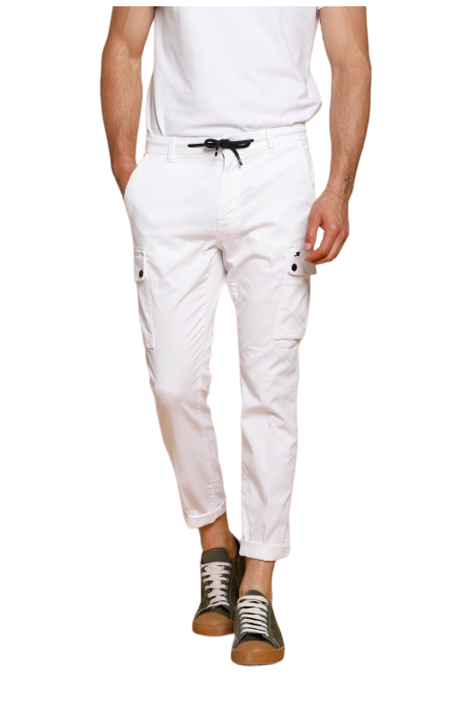 Pantalon cargo blanc lien noir Masons