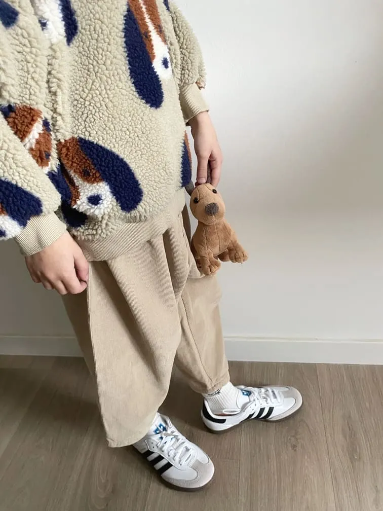 Pantalon loose cotelé en velours | Beige – Image 6