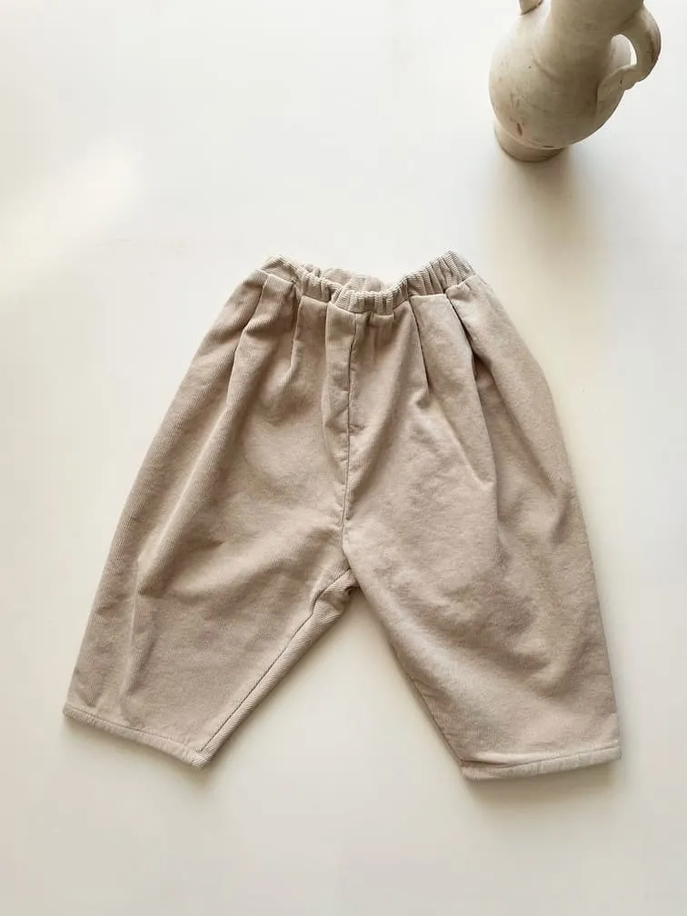 Pantalon loose cotelé en velours | Beige