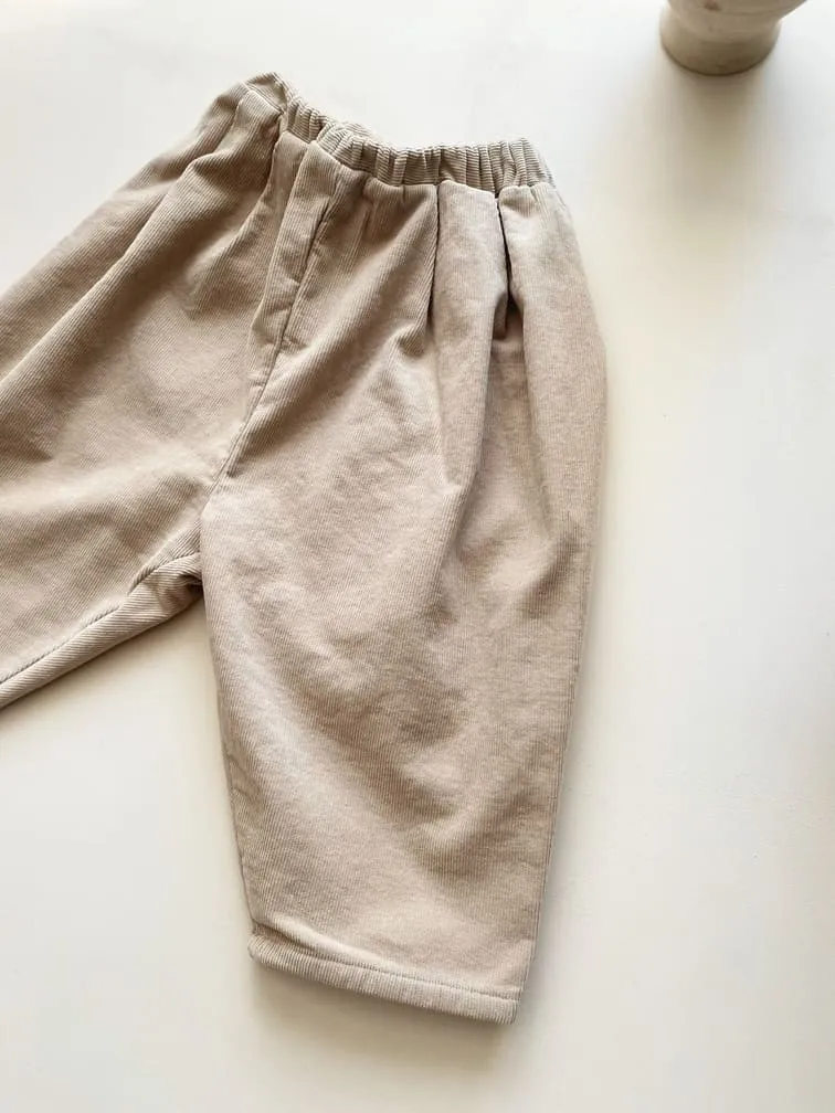 Pantalon loose cotelé en velours | Beige – Image 2