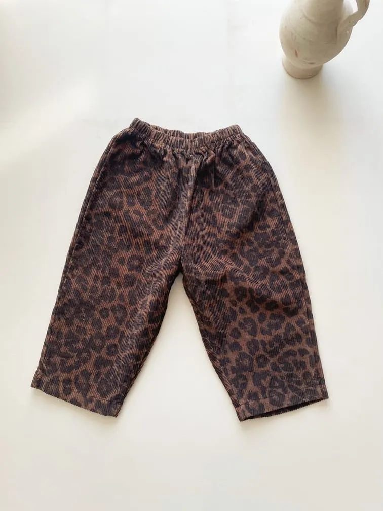 Pantalon enfant loose velours | Léopard