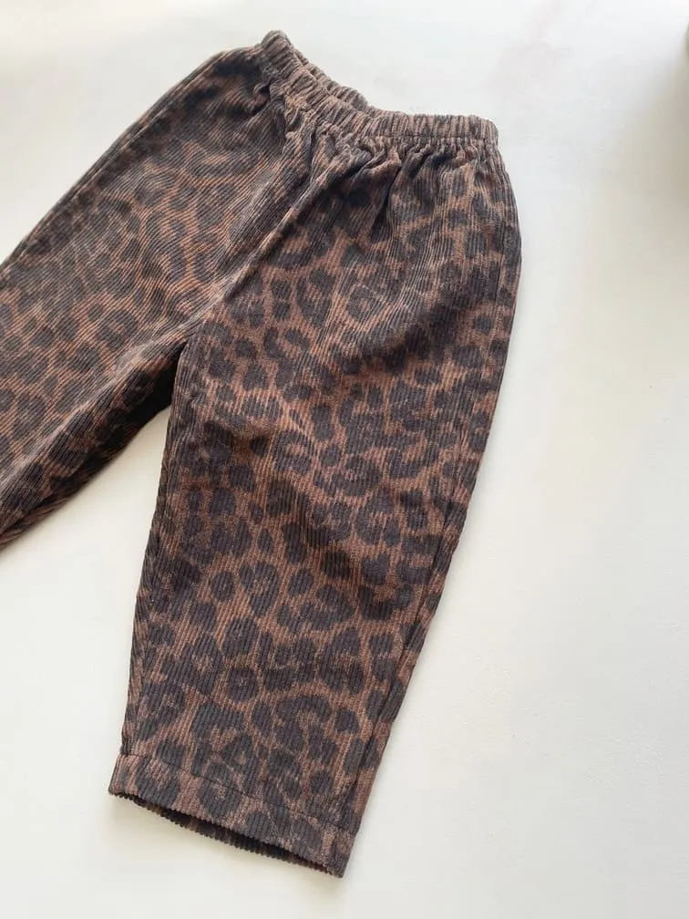 Pantalon enfant loose velours | Léopard – Image 2