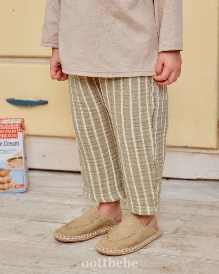 Pantalon gaze de coton enfant beige | Rayures – Image 5