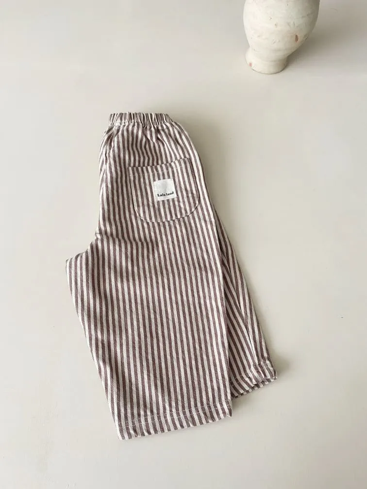 Pantalon loose enfant | Rayures beige – Lalaland
