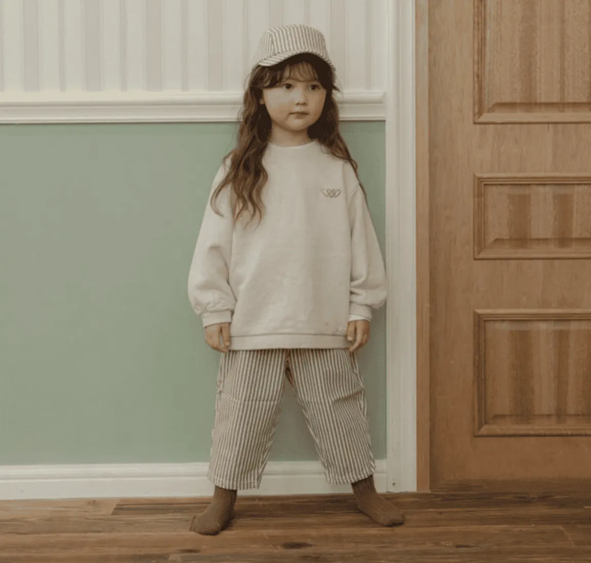 Pantalon loose enfant | Rayures beige – Lalaland – Image 7