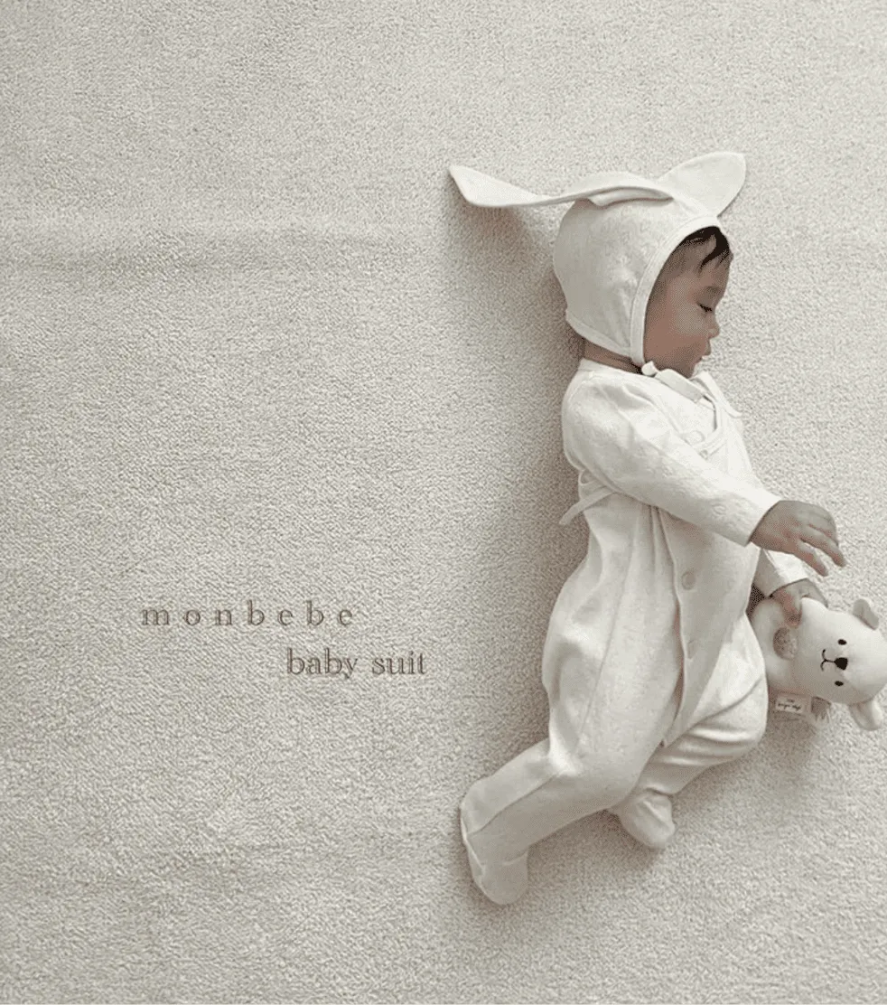 Pyjama bébé coeurs + bonnet – Monbebe – Image 3