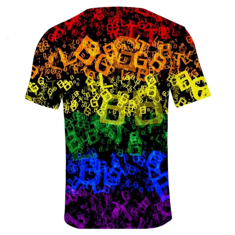 T-shirt lettres LGBT multicolores manche courtes – Image 2