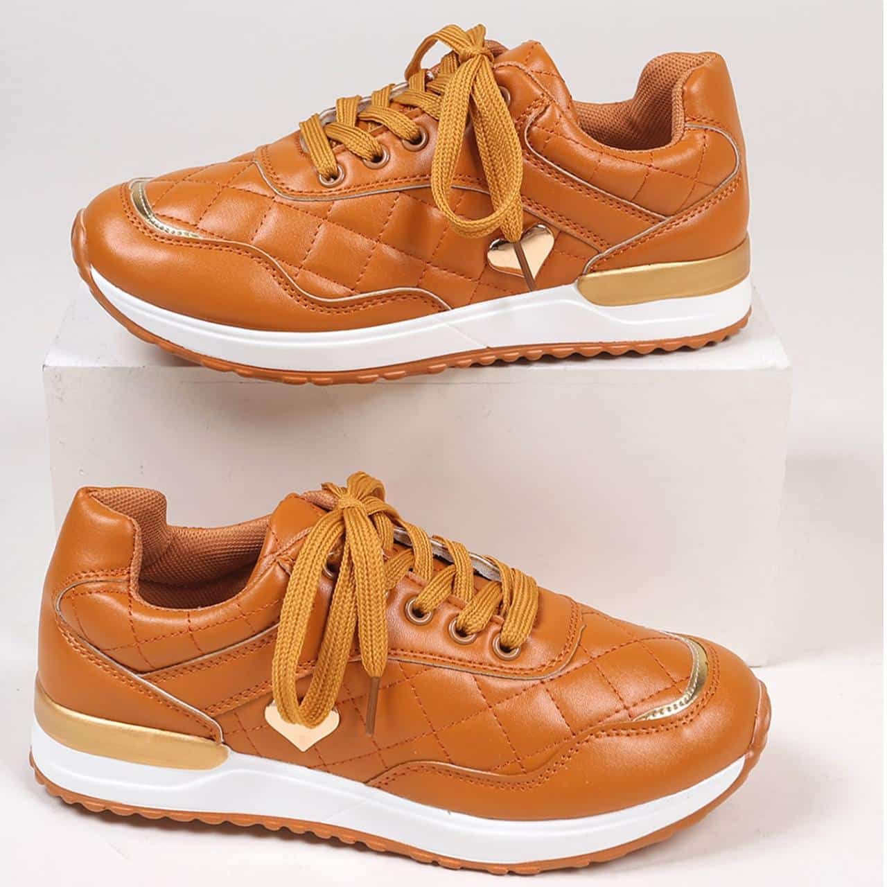 Chaussures orthopédiques oranges à lacets pour femme – Image 4