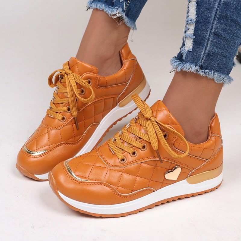 Chaussures orthopédiques oranges à lacets pour femme – Image 2