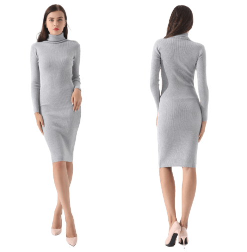 Robe vintage pull gris à col roulé – Image 3