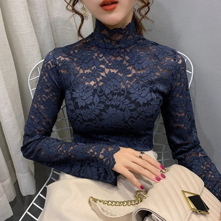 Crop top vintage dentelle manches longues – Image 3