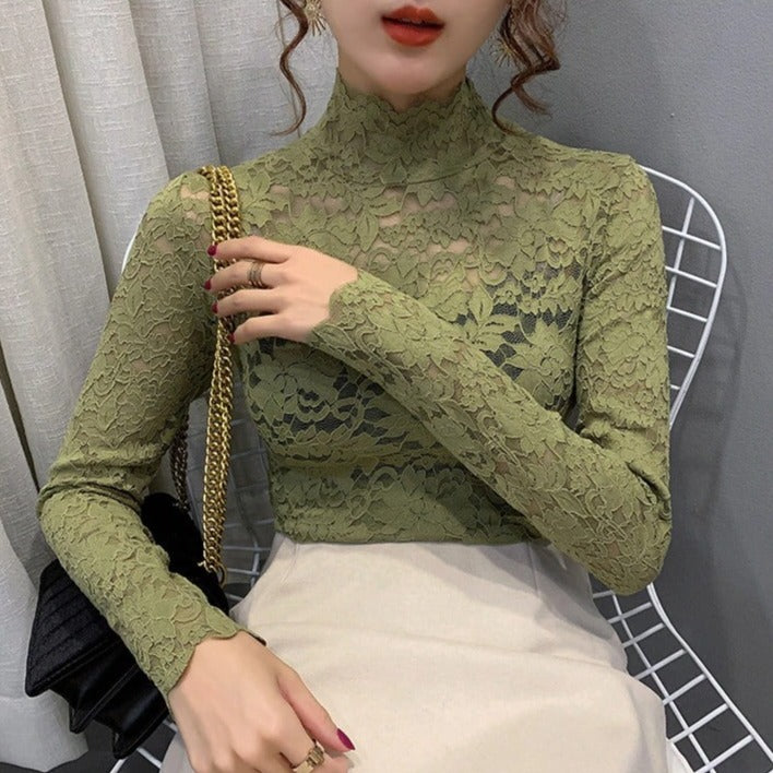 Crop top vintage dentelle manches longues – Image 4