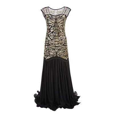 Robe Gatsby années 20 noire et dorée