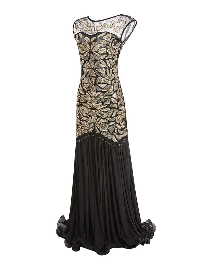 Robe Gatsby années 20 noire et dorée – Image 3