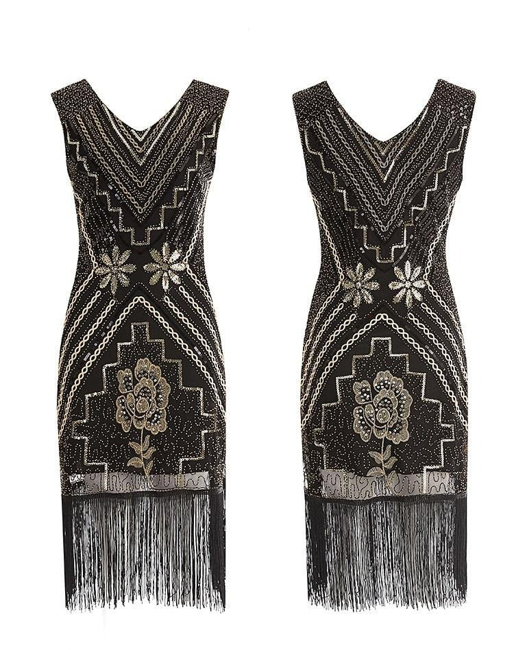 Robe Gatsby à motif floral noir – Image 4