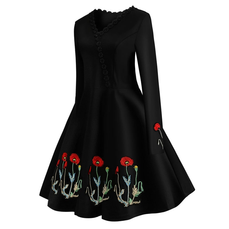 Robe guinguette avec broderie coquelicot – Image 3