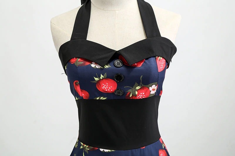 Robe vintage style Pin-Up à motif fraises – Image 4