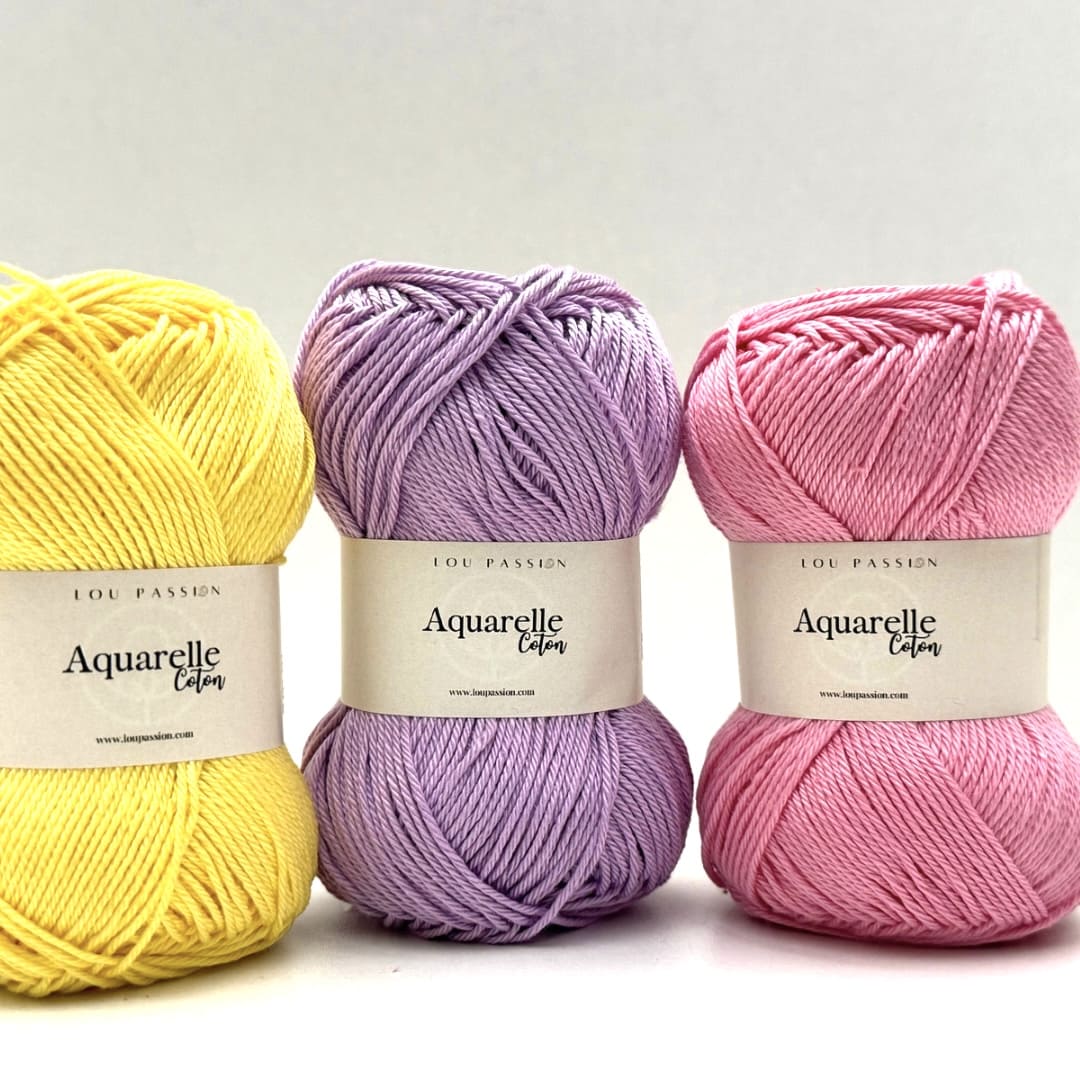 Pelote de coton Aquarelle 100% coton mercerisé Vert printemps Ref-620 – Image 4