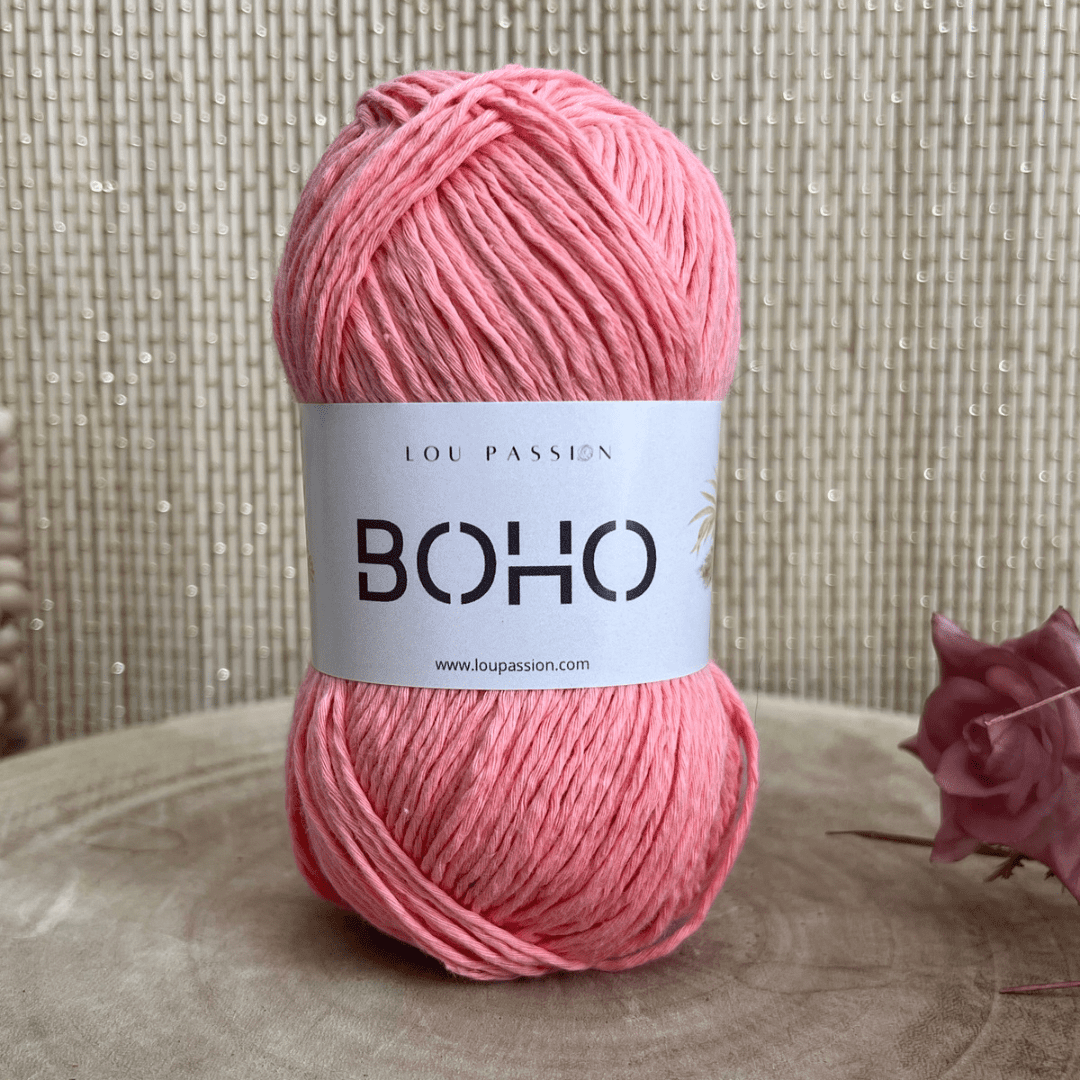 Boho Fil 100 % Coton Naturel 100g 210 mètres Corail 50