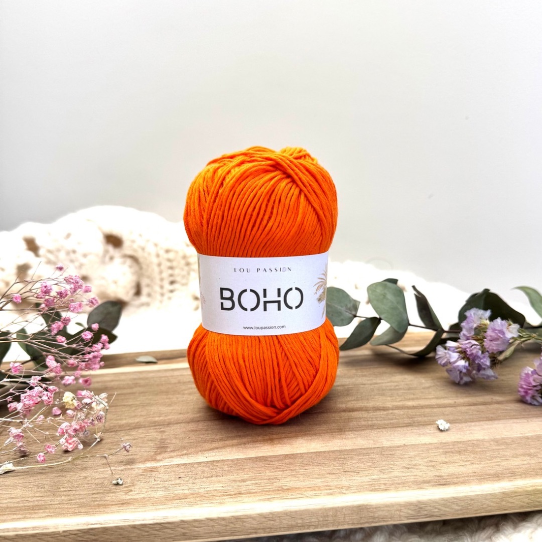 Pelote de Coton BOHO Orange 100g – 210m – 100% Naturel – Image 3