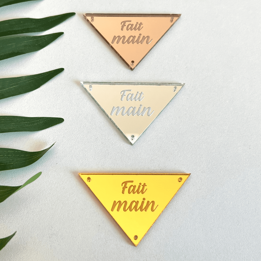 Label Étiquette Triangulaire 60X36mm Plexiglass Miroir Doré à personnaliser – Image 3