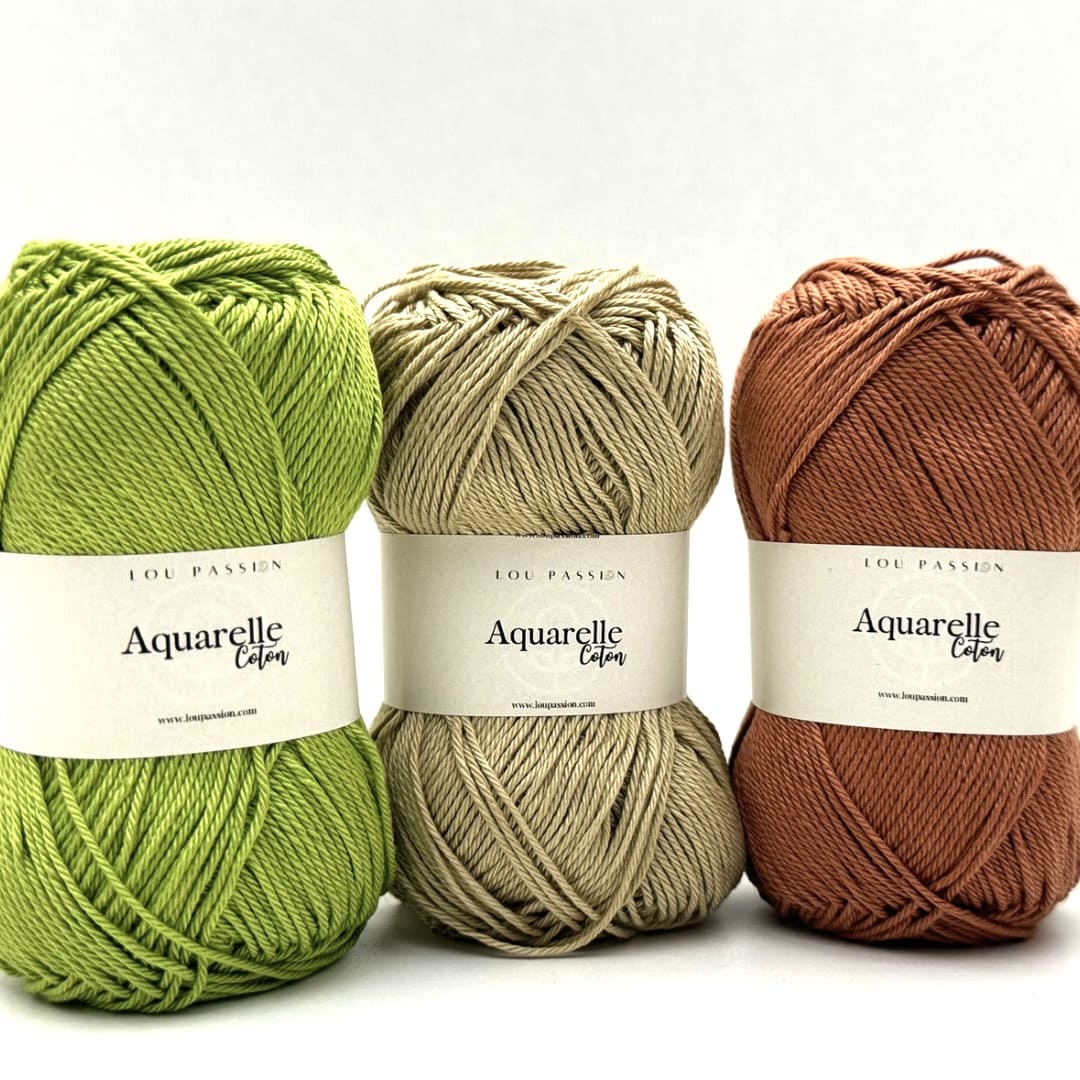 Pelote de coton Aquarelle 100% coton mercerisé Vert printemps Ref-620 – Image 9