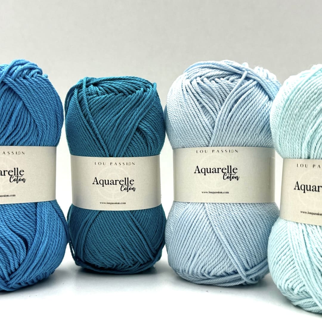 Pelote de coton Aquarelle 100% coton mercerisé Bleu maya Ref-634 – Image 5