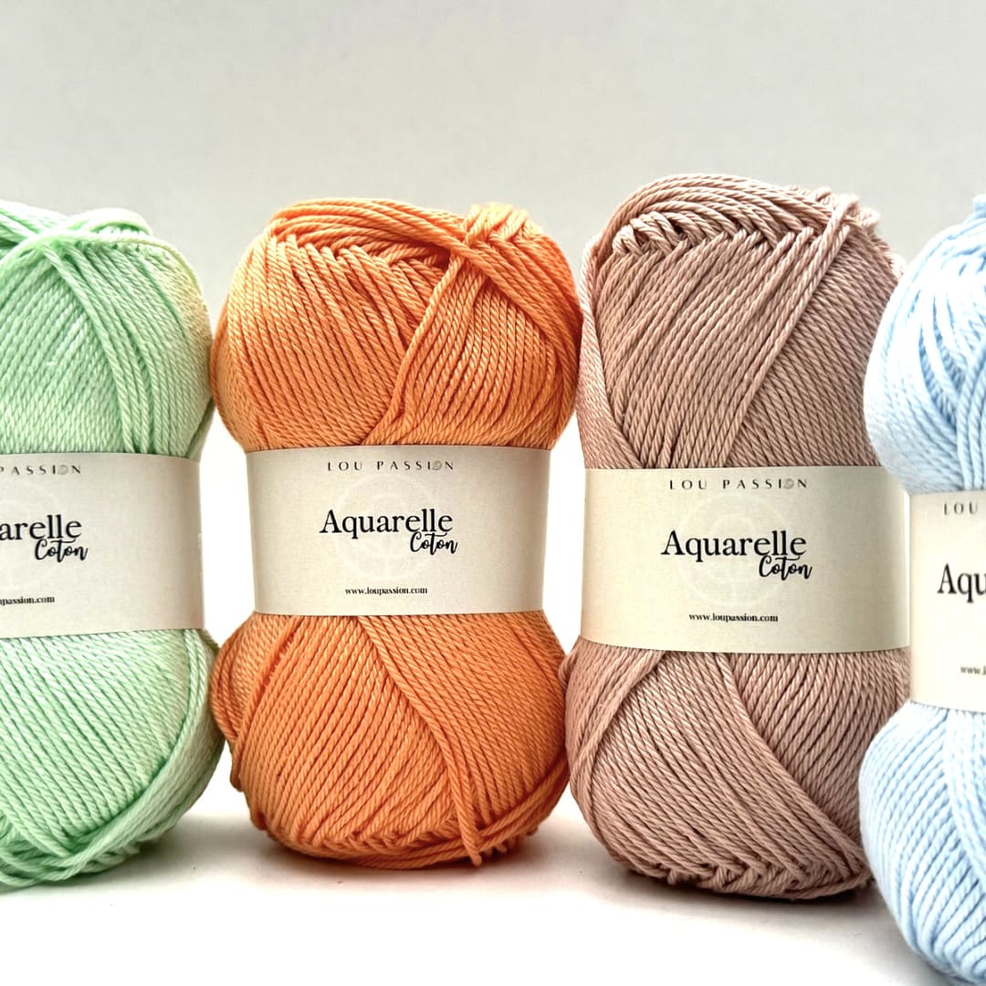 Pelote de coton Aquarelle 100% coton mercerisé Vert printemps Ref-620 – Image 2