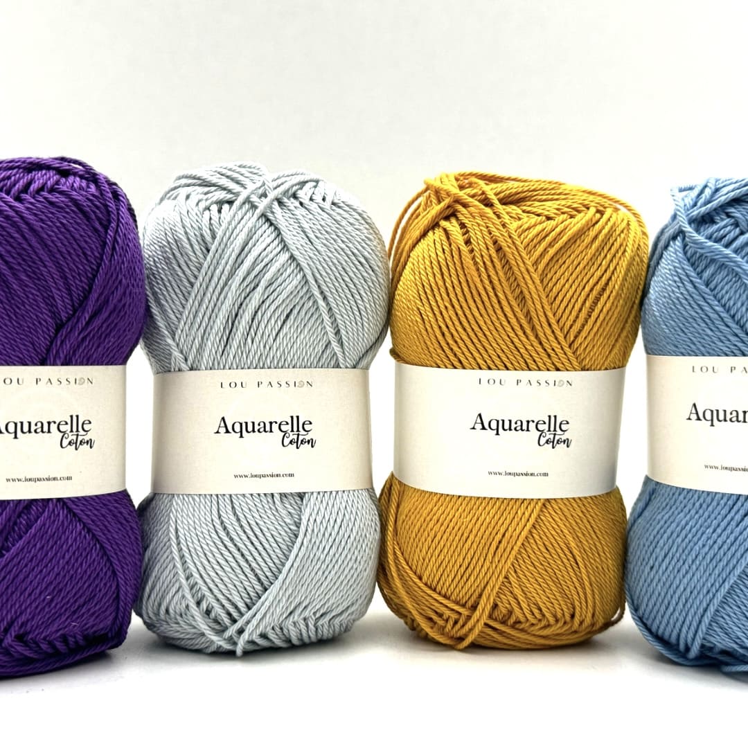 Pelote de coton Aquarelle 100% coton mercerisé Vert printemps Ref-620 – Image 8