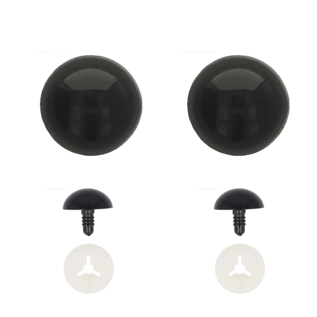 Yeux de sécurité 6 mm, noirs – Lot de 10, avec attaches – Pour peluches, amigurumis et poupées