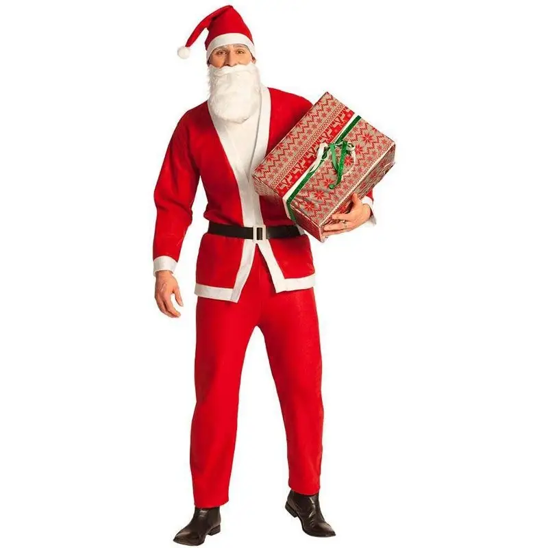 Déguisement de Père Noël complet 5 pièces – costume rouge avec accessoires – Image 3