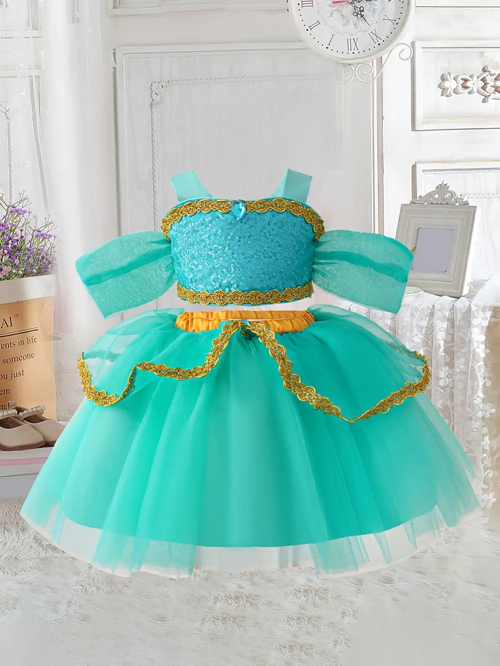 Robe de princesse bébé en tulle pailleté – tenue Halloween festive fille